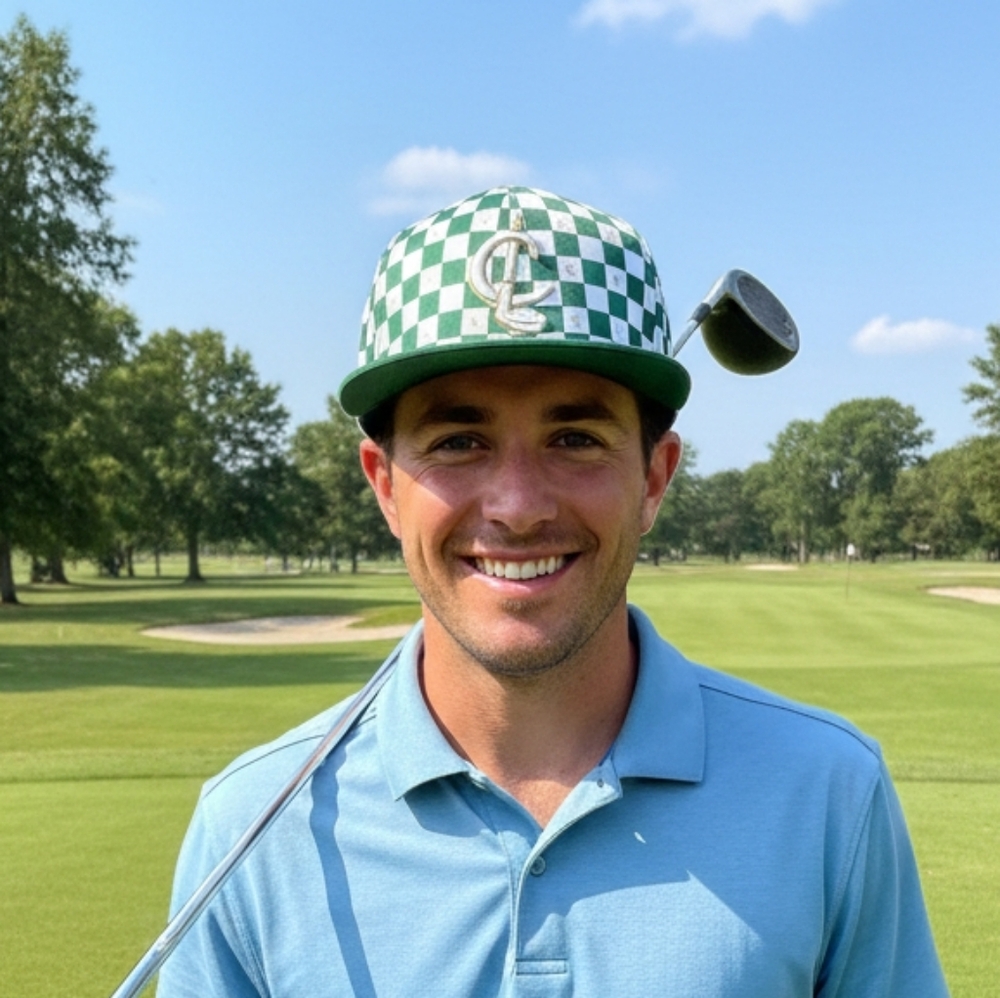 LIV GOLF CLEEKS BASEBALL SNAPBACK GREEN & WHITE CHECK HAT MEN'S OS